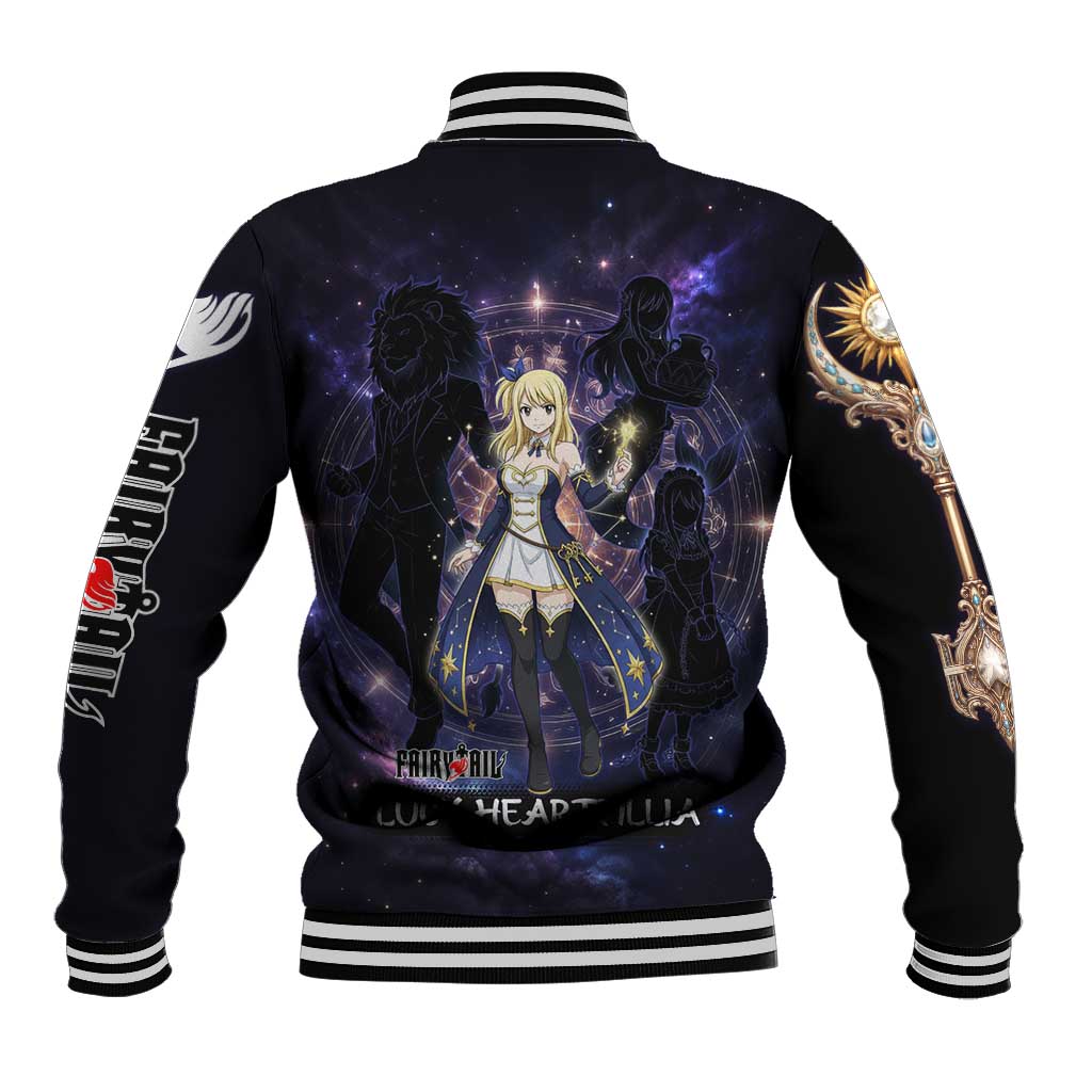 Lucy Heartfilia Fairy Tail Baseball Jacket Celestial Spirit Anime Style with Zodiac Key Magic