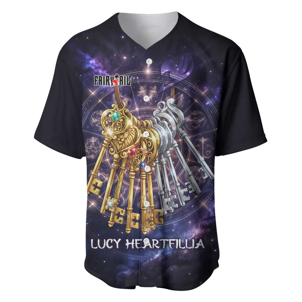 Lucy Heartfilia Fairy Tail Baseball Jersey Celestial Spirit Anime Style with Zodiac Key Magic