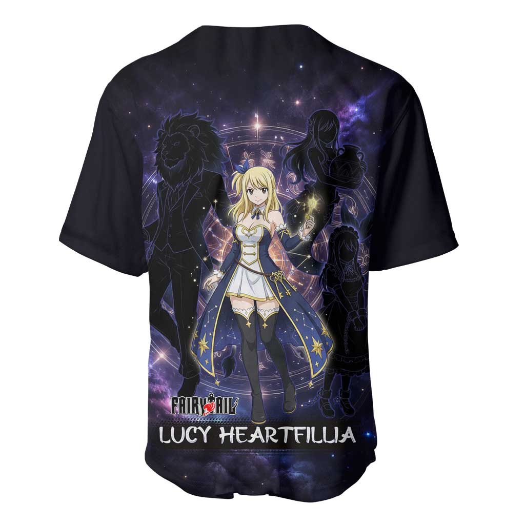 Lucy Heartfilia Fairy Tail Baseball Jersey Celestial Spirit Anime Style with Zodiac Key Magic
