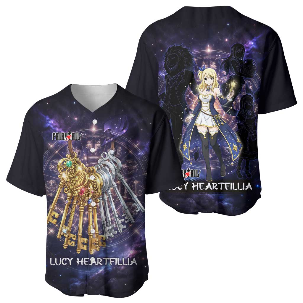 Lucy Heartfilia Fairy Tail Baseball Jersey Celestial Spirit Anime Style with Zodiac Key Magic