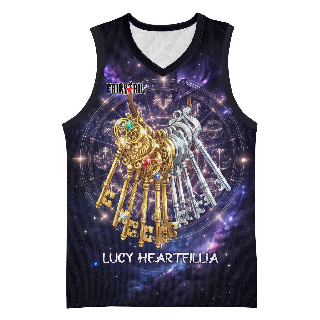 Lucy Heartfilia Fairy Tail Basketball Jersey Celestial Spirit Anime Style with Zodiac Key Magic