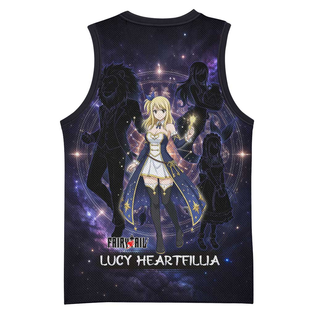 Lucy Heartfilia Fairy Tail Basketball Jersey Celestial Spirit Anime Style with Zodiac Key Magic