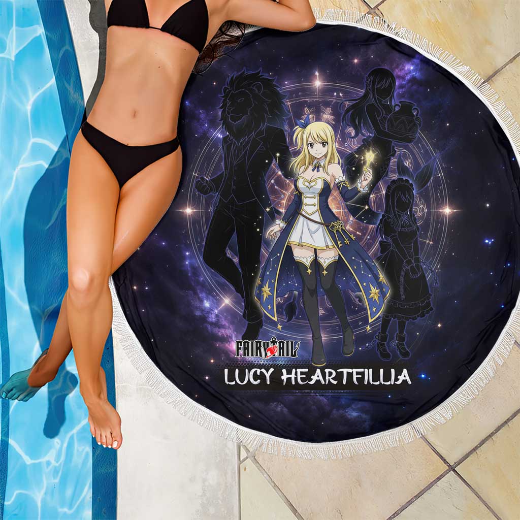 Lucy Heartfilia Fairy Tail Beach Blanket Celestial Spirit Anime Style with Zodiac Key Magic