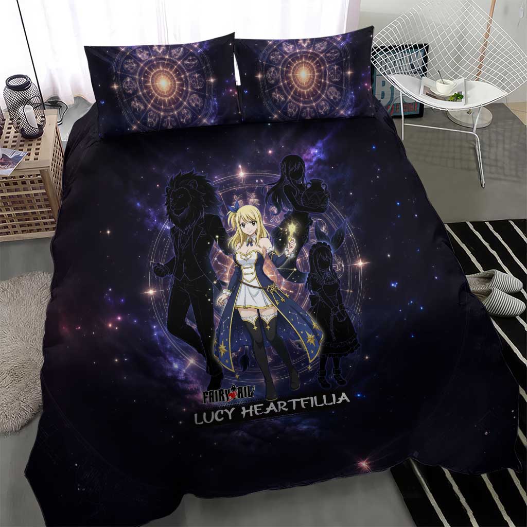 Lucy Heartfilia Fairy Tail Bedding Set Celestial Spirit Anime Style with Zodiac Key Magic