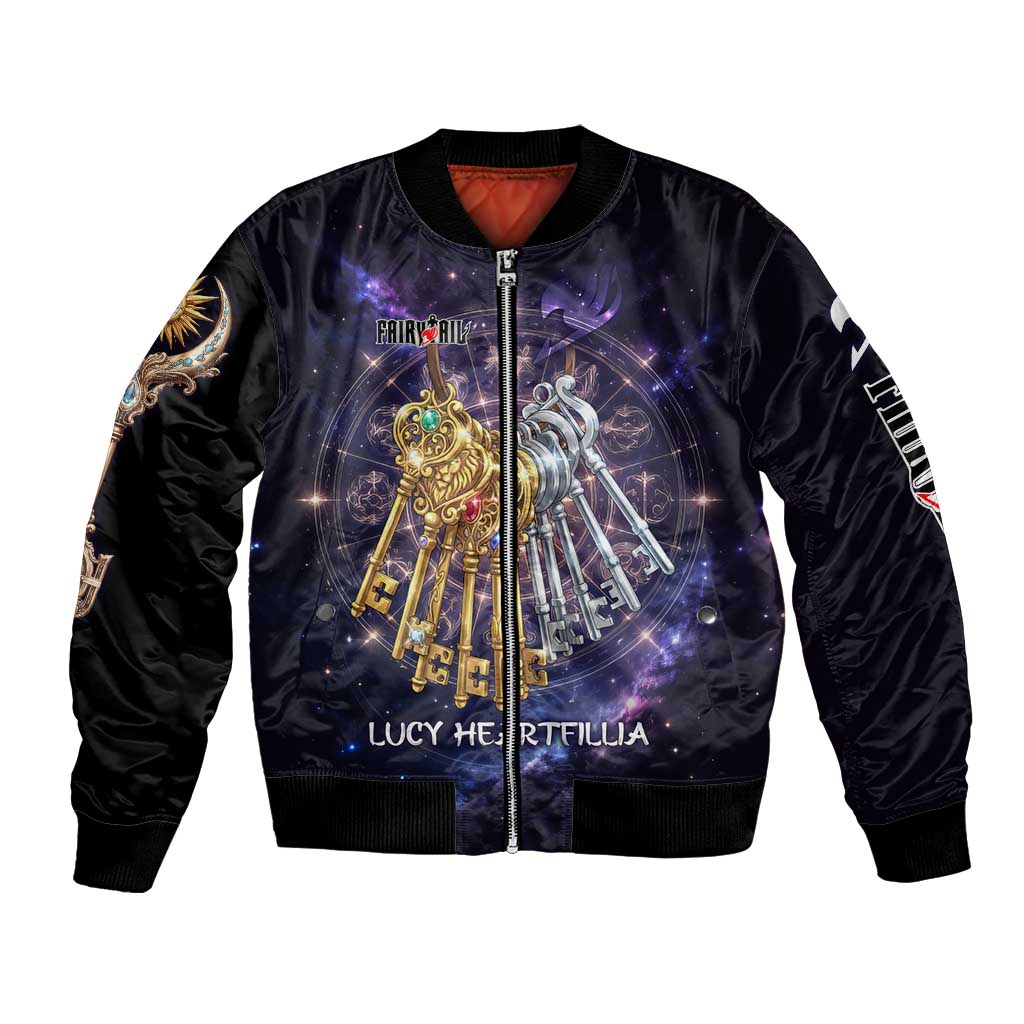 Lucy Heartfilia Fairy Tail Bomber Jacket Celestial Spirit Anime Style with Zodiac Key Magic