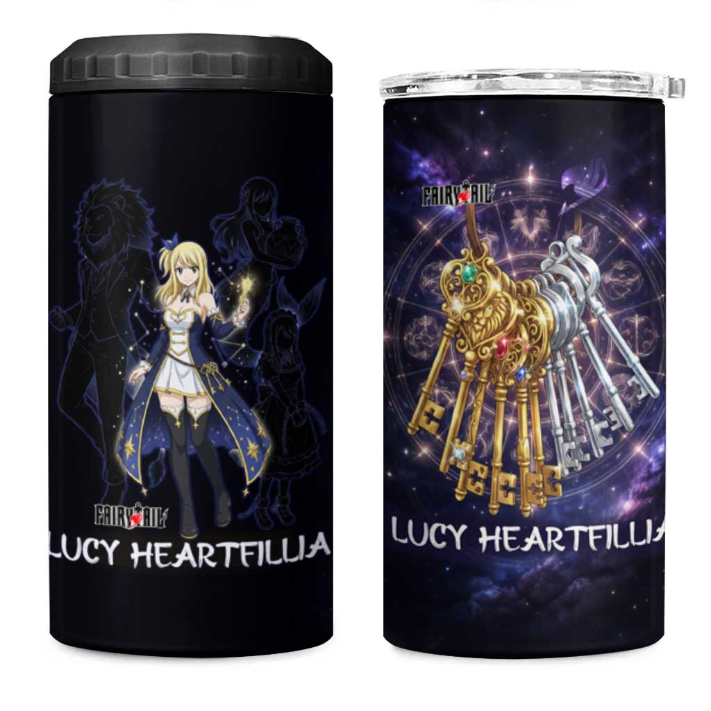 Lucy Heartfilia Fairy Tail 4 in 1 Can Cooler Tumbler Celestial Spirit Anime Style with Zodiac Key Magic
