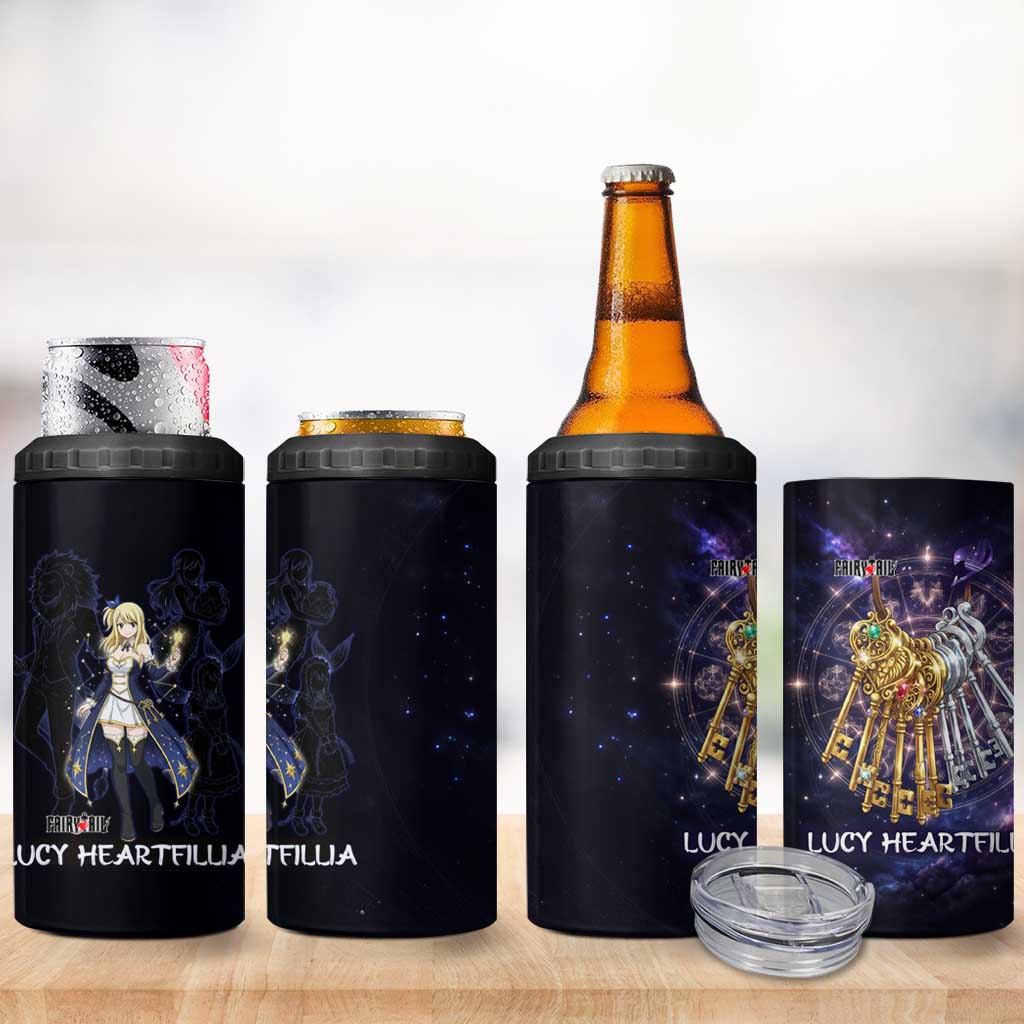 Lucy Heartfilia Fairy Tail 4 in 1 Can Cooler Tumbler Celestial Spirit Anime Style with Zodiac Key Magic