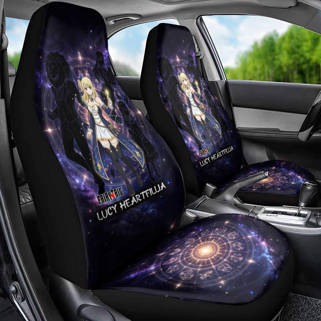 Lucy Heartfilia Fairy Tail Car Seat Cover Celestial Spirit Anime Style with Zodiac Key Magic