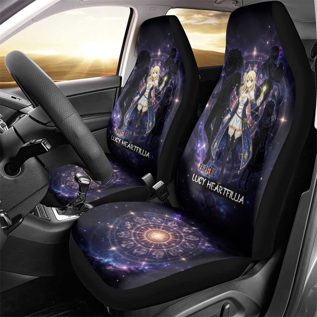 Lucy Heartfilia Fairy Tail Car Seat Cover Celestial Spirit Anime Style with Zodiac Key Magic