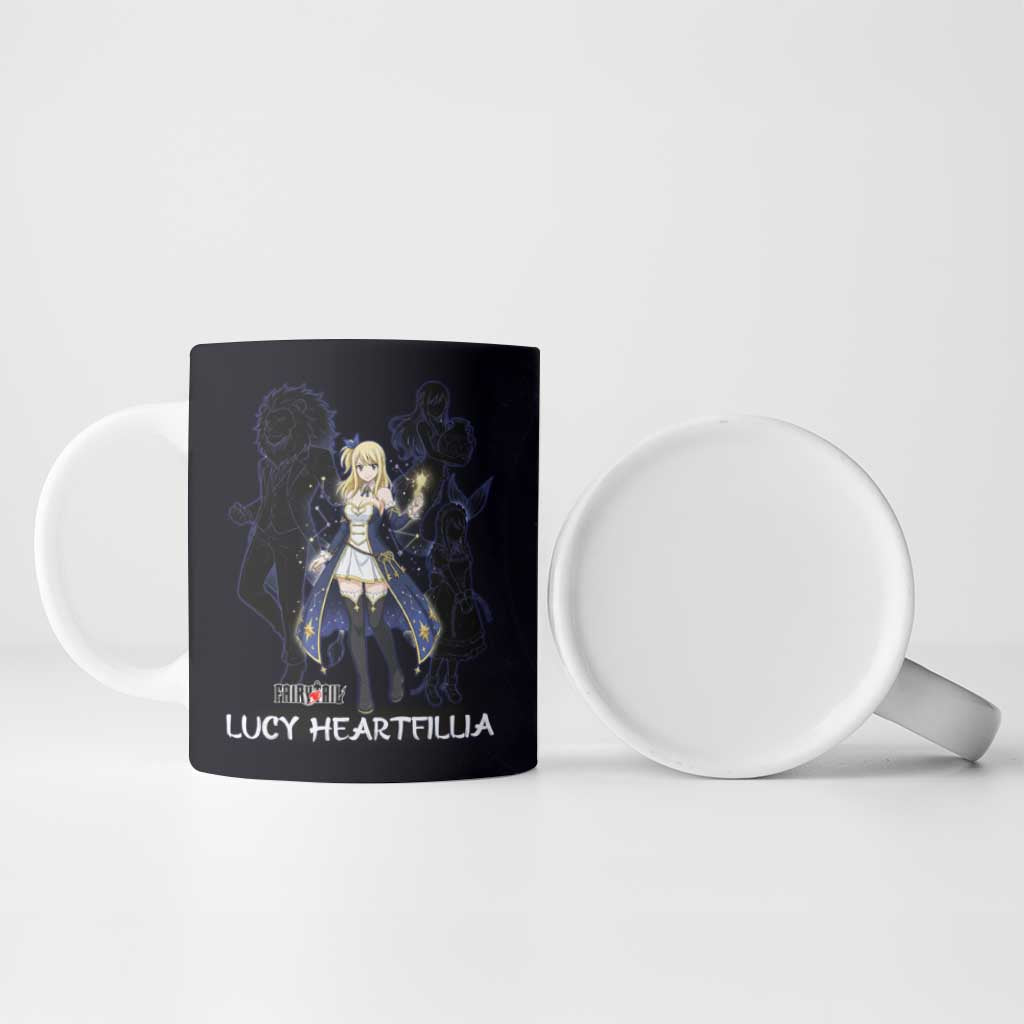 Lucy Heartfilia Fairy Tail Ceramic Mug Celestial Spirit Anime Style with Zodiac Key Magic
