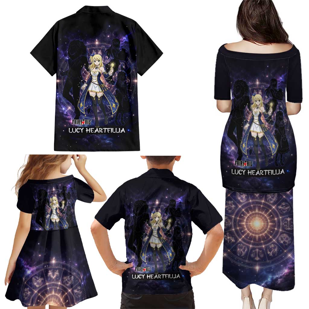 Lucy Heartfilia Fairy Tail Family Matching Puletasi and Hawaiian Shirt Celestial Spirit Anime Style with Zodiac Key Magic