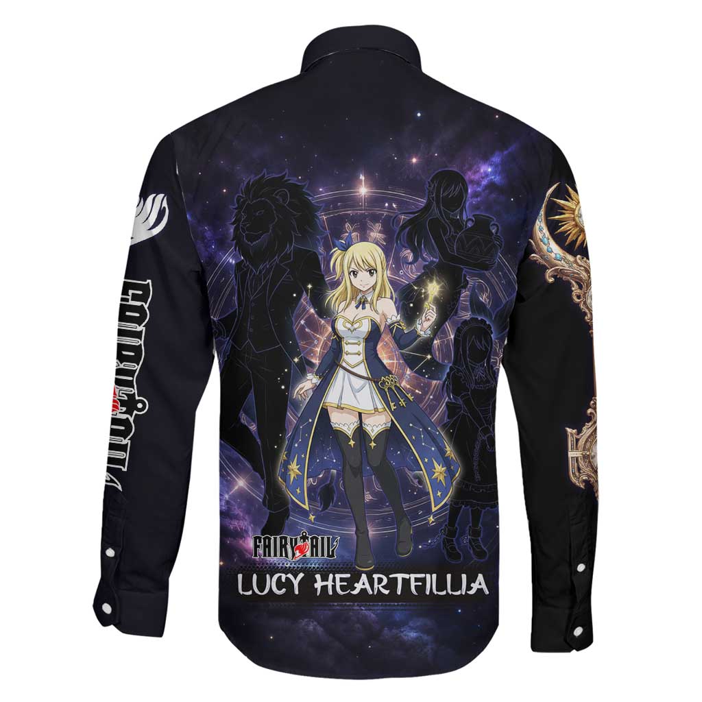 Lucy Heartfilia Fairy Tail Family Matching Summer Maxi Dress and Hawaiian Shirt Celestial Spirit Anime Style with Zodiac Key Magic