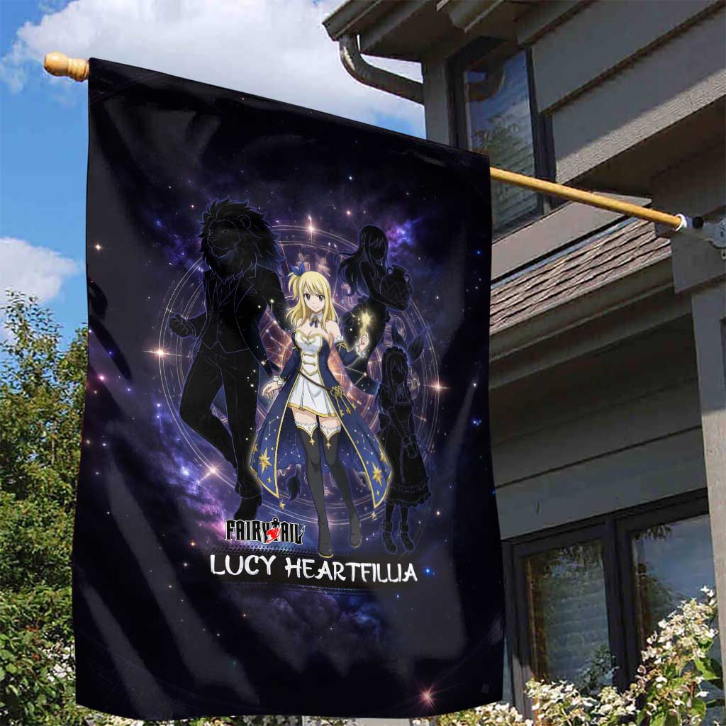 Lucy Heartfilia Fairy Tail Garden Flag Celestial Spirit Anime Style with Zodiac Key Magic