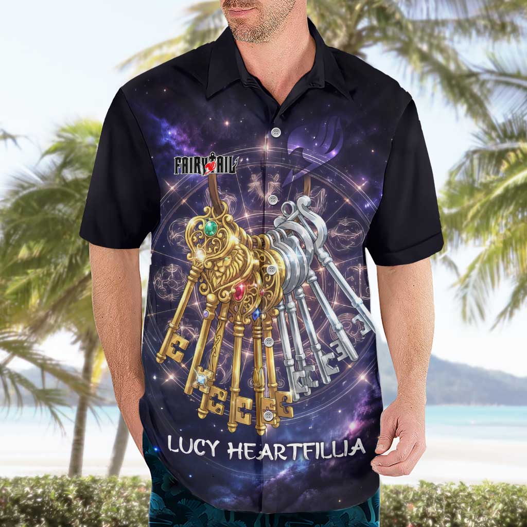 Lucy Heartfilia Fairy Tail Hawaiian Shirt Celestial Spirit Anime Style with Zodiac Key Magic