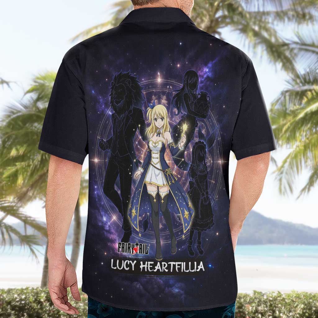 Lucy Heartfilia Fairy Tail Hawaiian Shirt Celestial Spirit Anime Style with Zodiac Key Magic