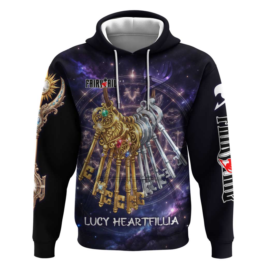 Lucy Heartfilia Fairy Tail Hoodie Celestial Spirit Anime Style with Zodiac Key Magic