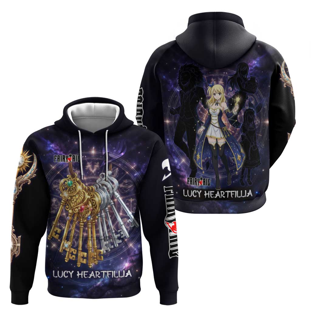 Lucy Heartfilia Fairy Tail Hoodie Celestial Spirit Anime Style with Zodiac Key Magic