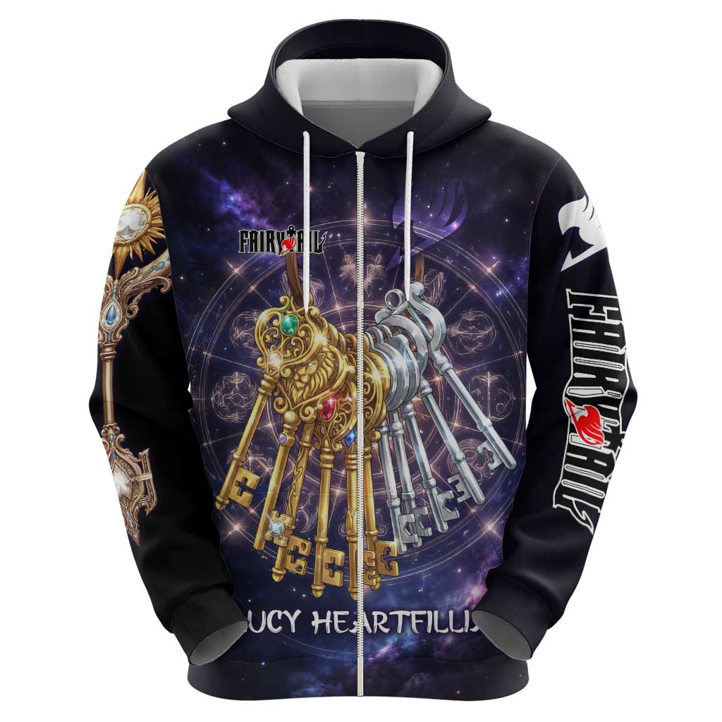 Lucy Heartfilia Fairy Tail Hoodie Celestial Spirit Anime Style with Zodiac Key Magic