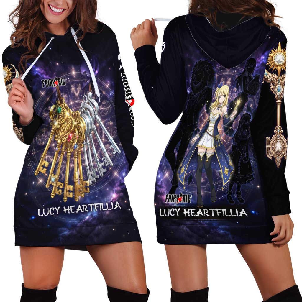 Lucy Heartfilia Fairy Tail Hoodie Dress Celestial Spirit Anime Style with Zodiac Key Magic