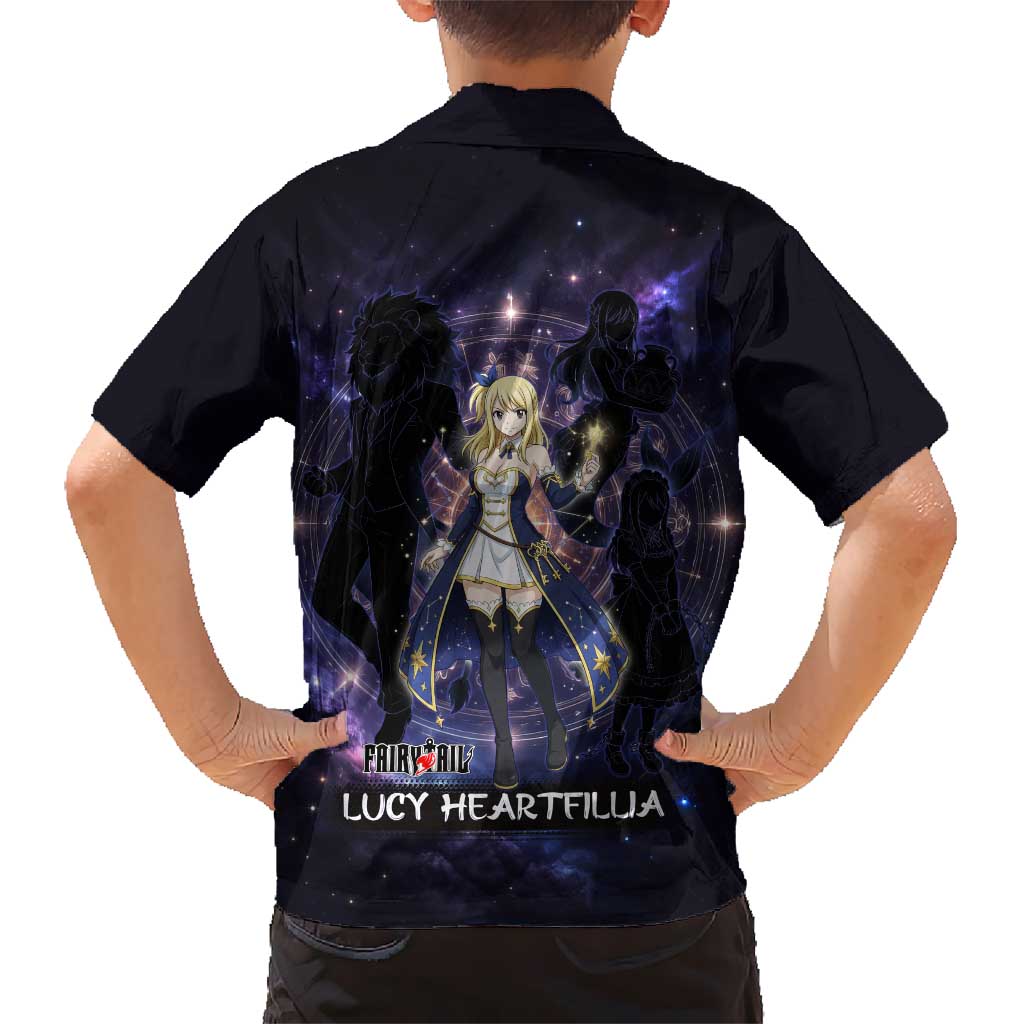Lucy Heartfilia Fairy Tail Kid Hawaiian Shirt Celestial Spirit Anime Style with Zodiac Key Magic