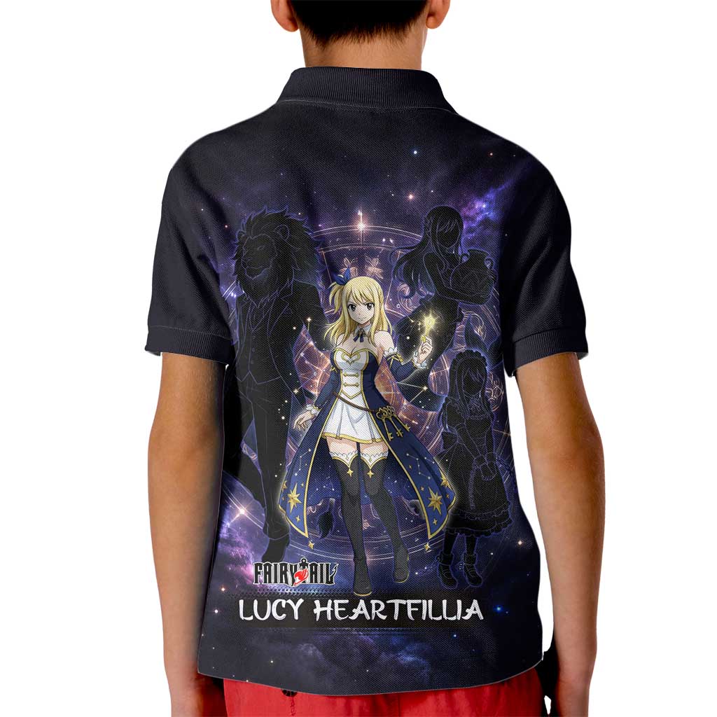 Lucy Heartfilia Fairy Tail Kid Polo Shirt Celestial Spirit Anime Style with Zodiac Key Magic