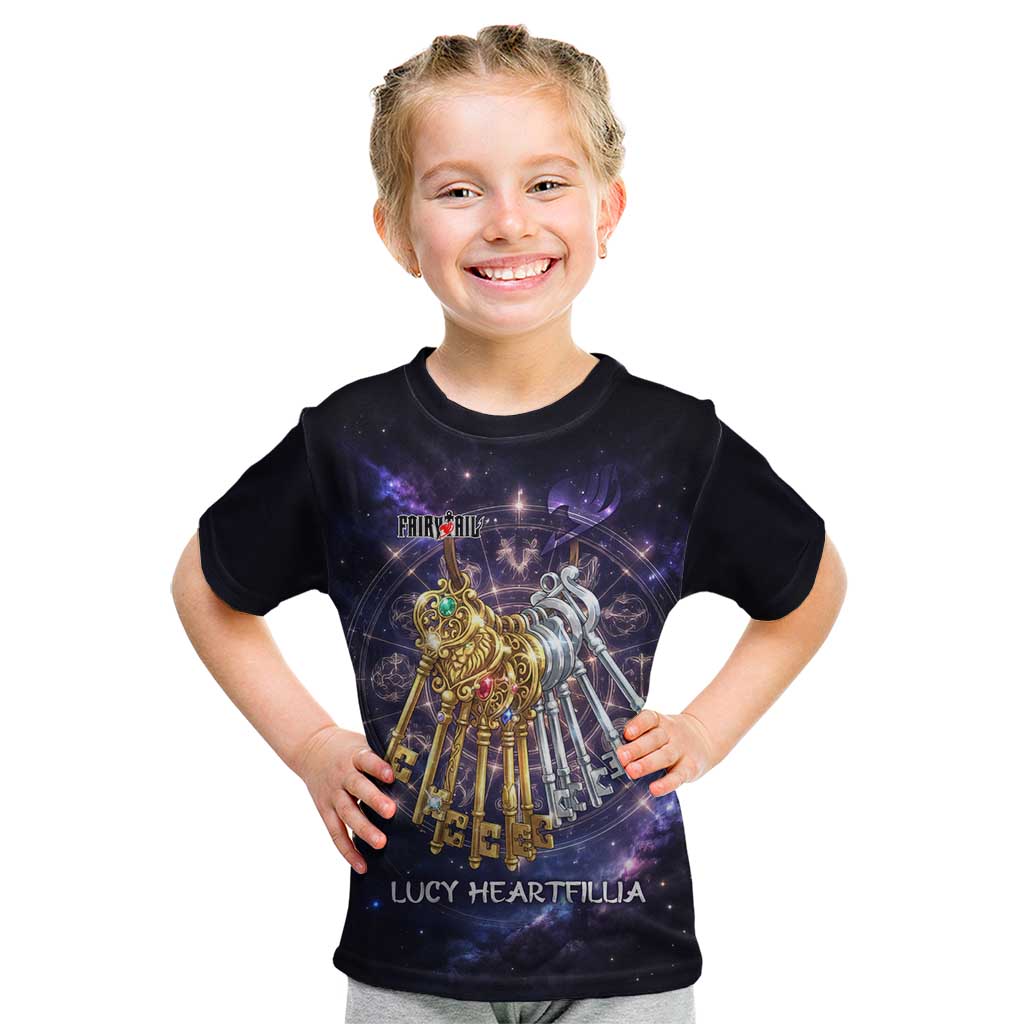 Lucy Heartfilia Fairy Tail Kid T Shirt Celestial Spirit Anime Style with Zodiac Key Magic