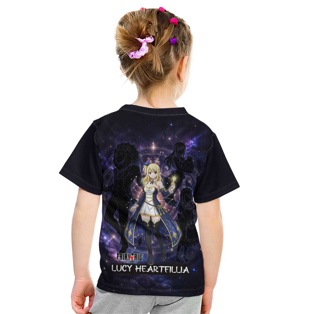 Lucy Heartfilia Fairy Tail Kid T Shirt Celestial Spirit Anime Style with Zodiac Key Magic