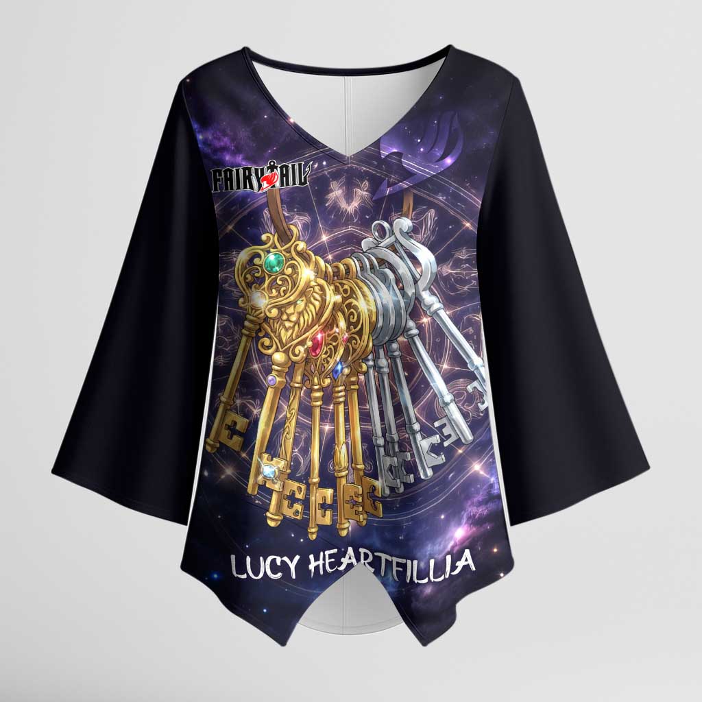 Lucy Heartfilia Fairy Tail Kimono Sleeve Blouse Celestial Spirit Anime Style with Zodiac Key Magic