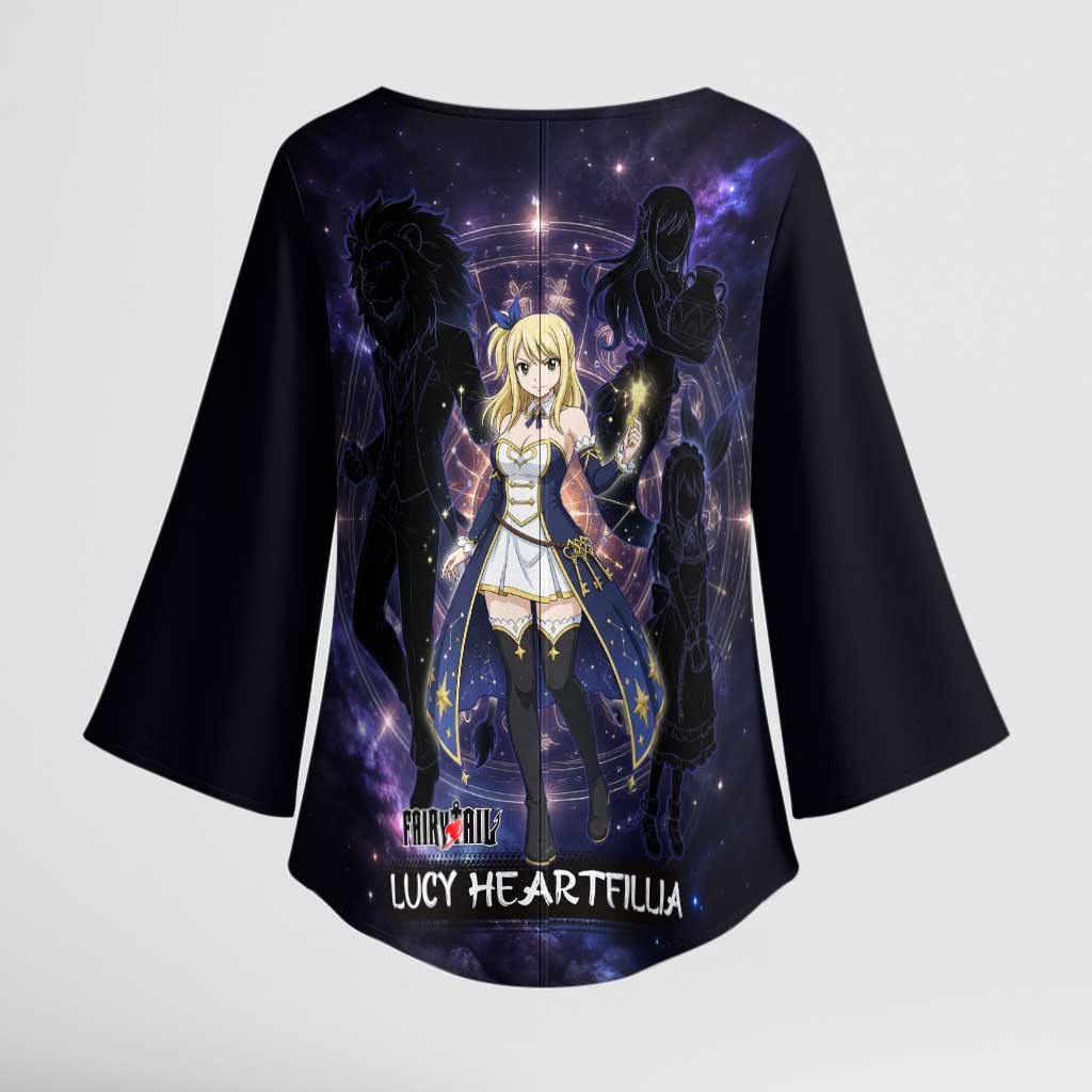 Lucy Heartfilia Fairy Tail Kimono Sleeve Blouse Celestial Spirit Anime Style with Zodiac Key Magic