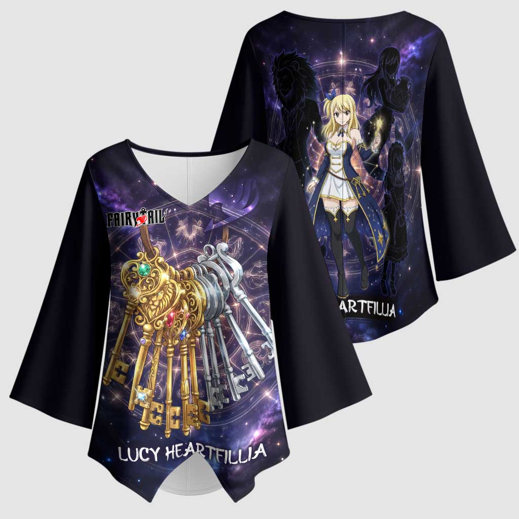 Lucy Heartfilia Fairy Tail Kimono Sleeve Blouse Celestial Spirit Anime Style with Zodiac Key Magic