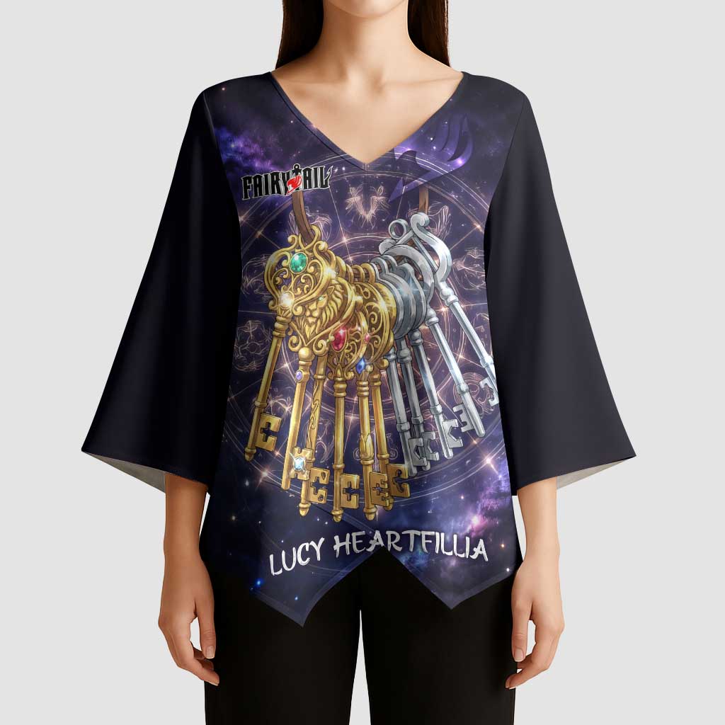 Lucy Heartfilia Fairy Tail Kimono Sleeve Blouse Celestial Spirit Anime Style with Zodiac Key Magic