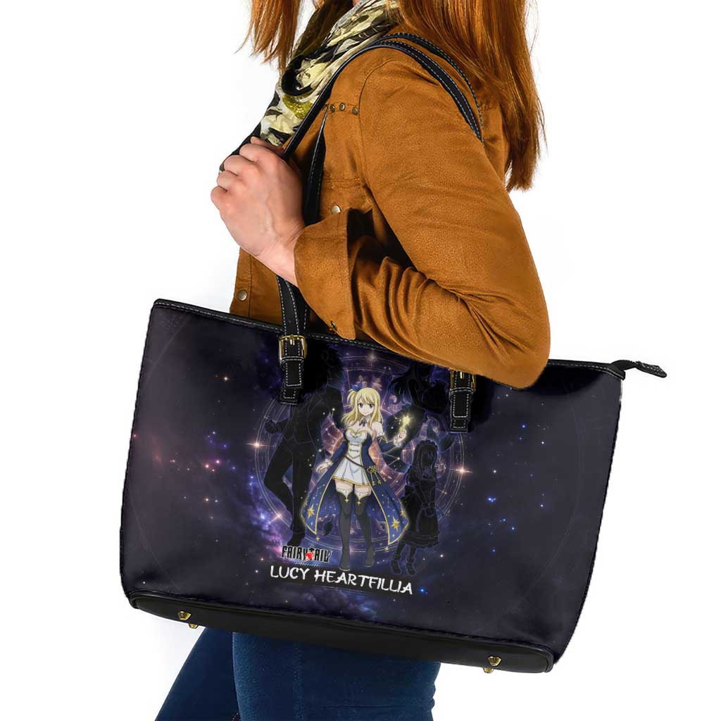 Lucy Heartfilia Fairy Tail Leather Tote Bag Celestial Spirit Anime Style with Zodiac Key Magic