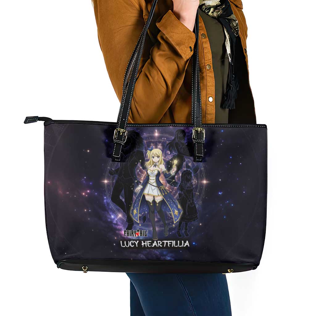 Lucy Heartfilia Fairy Tail Leather Tote Bag Celestial Spirit Anime Style with Zodiac Key Magic