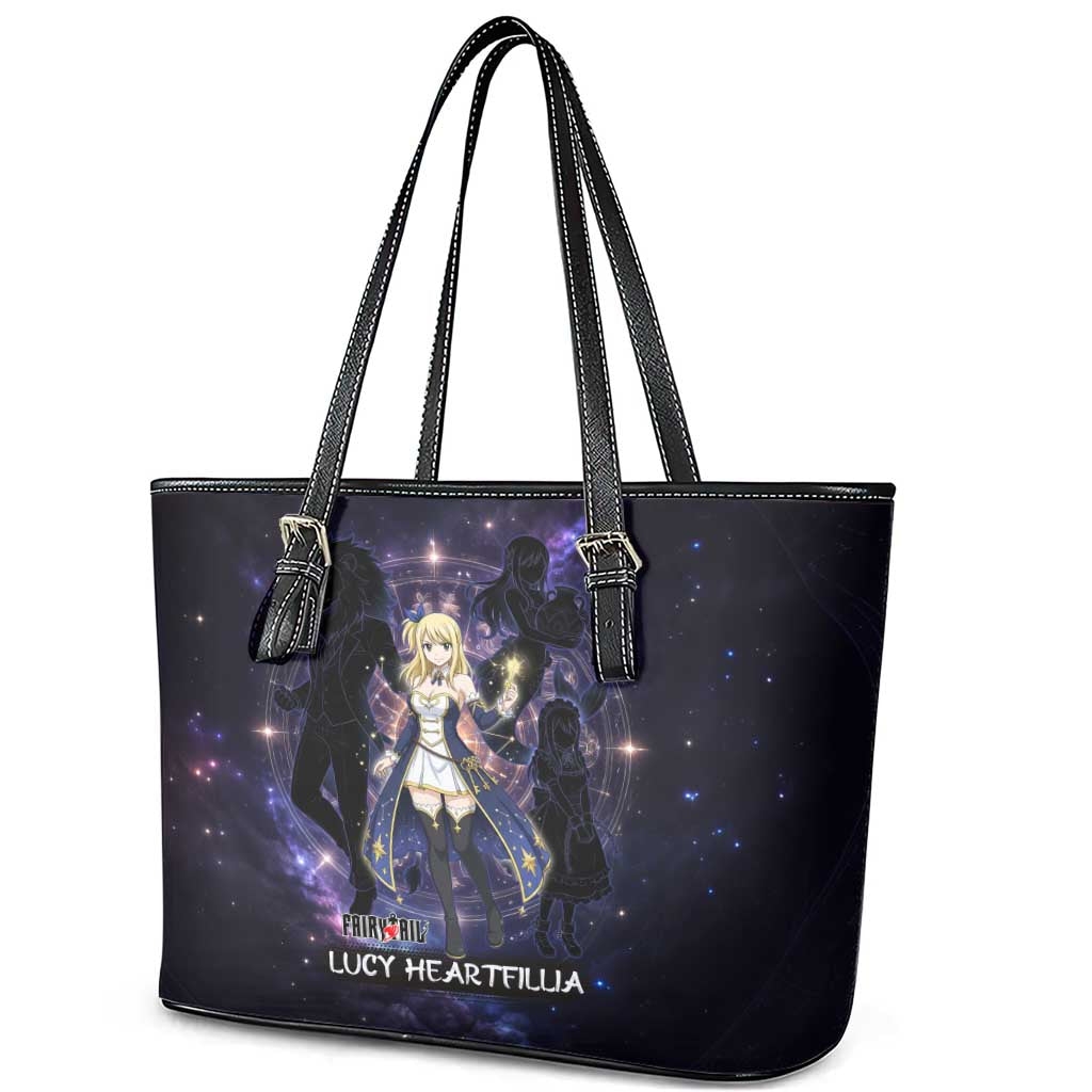 Lucy Heartfilia Fairy Tail Leather Tote Bag Celestial Spirit Anime Style with Zodiac Key Magic