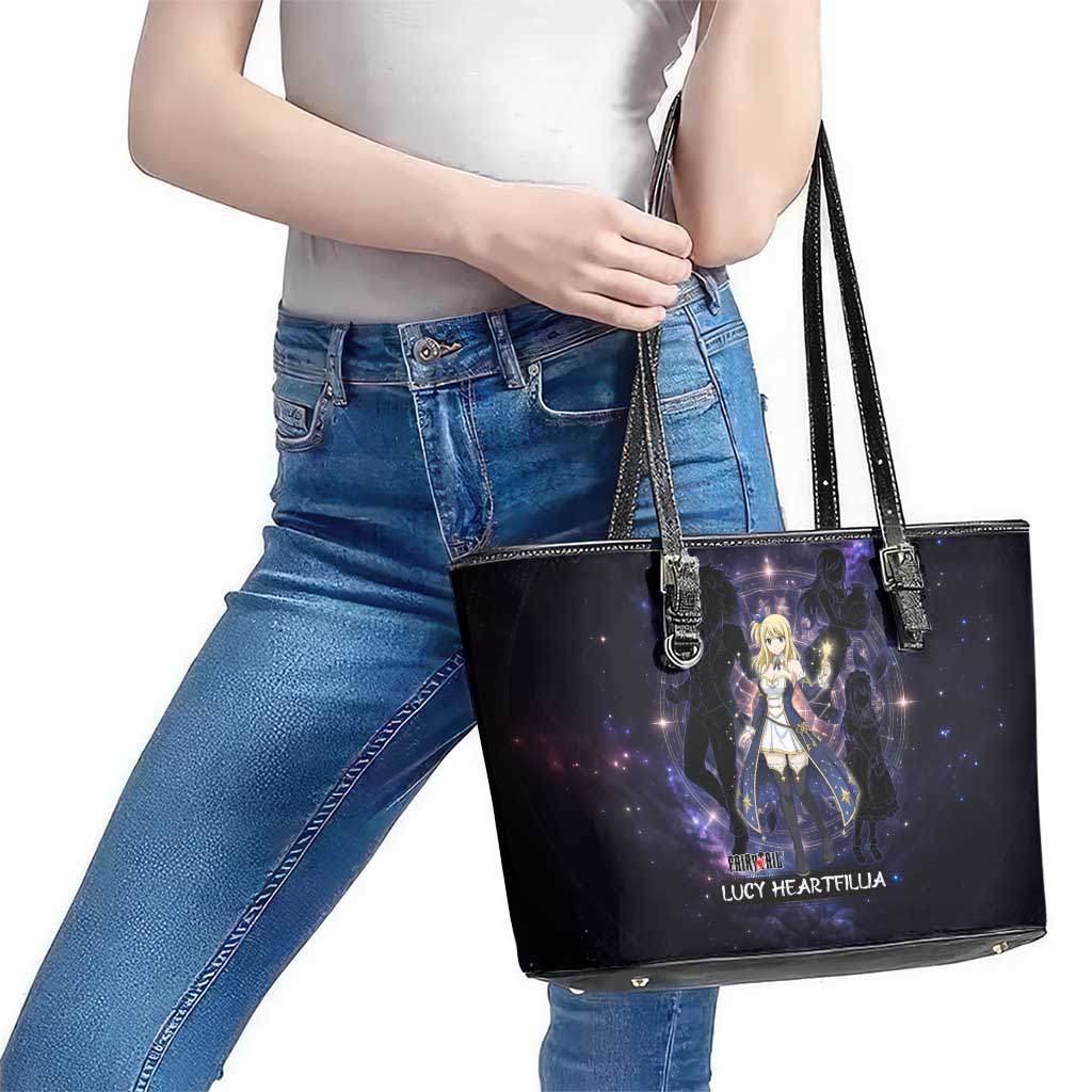 Lucy Heartfilia Fairy Tail Leather Tote Bag Celestial Spirit Anime Style with Zodiac Key Magic
