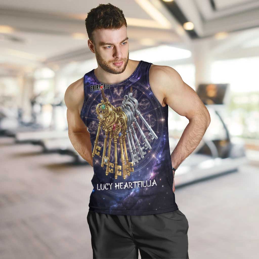 Lucy Heartfilia Fairy Tail Men Tank Top Celestial Spirit Anime Style with Zodiac Key Magic