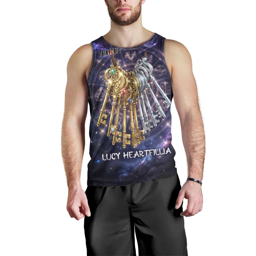 Lucy Heartfilia Fairy Tail Men Tank Top Celestial Spirit Anime Style with Zodiac Key Magic