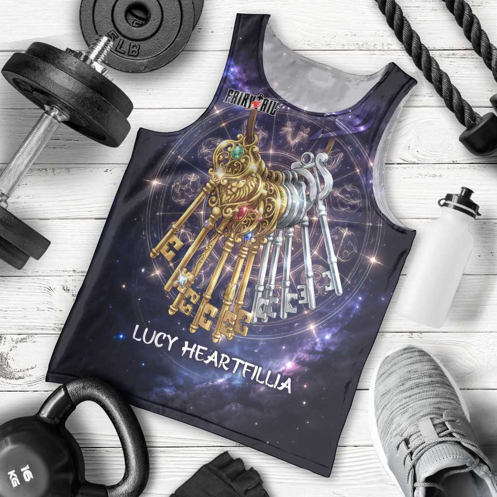 Lucy Heartfilia Fairy Tail Men Tank Top Celestial Spirit Anime Style with Zodiac Key Magic