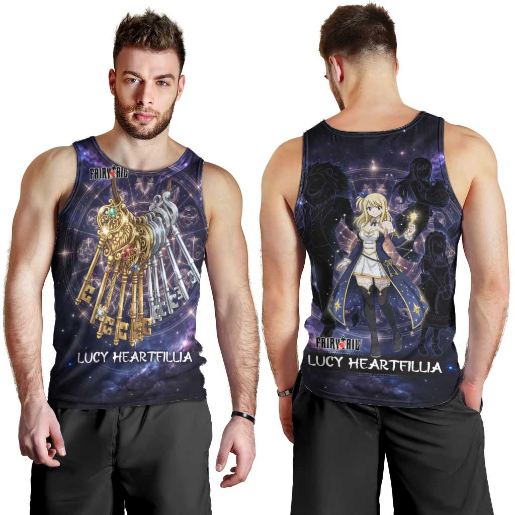 Lucy Heartfilia Fairy Tail Men Tank Top Celestial Spirit Anime Style with Zodiac Key Magic