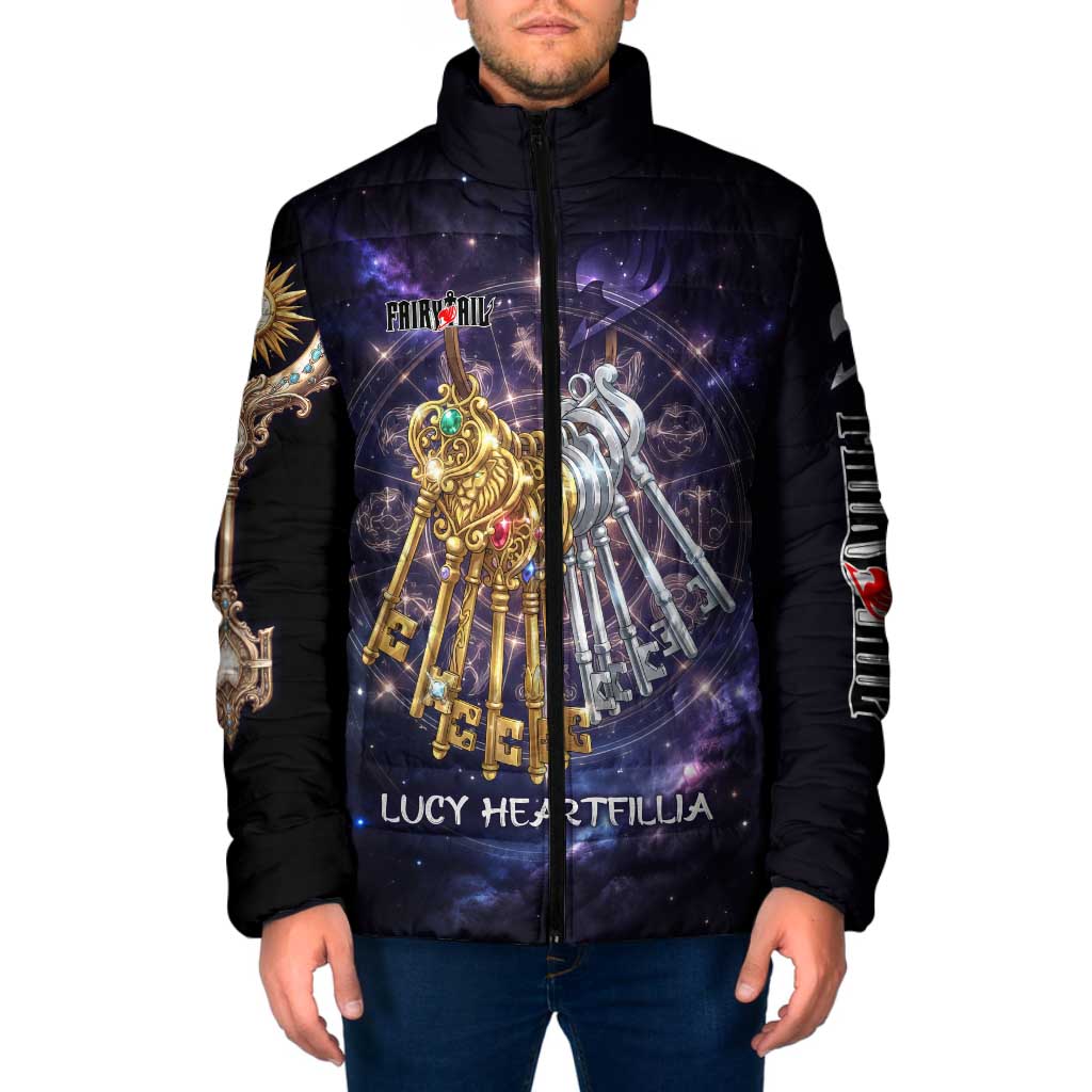 Lucy Heartfilia Fairy Tail Padded Jacket Celestial Spirit Anime Style with Zodiac Key Magic