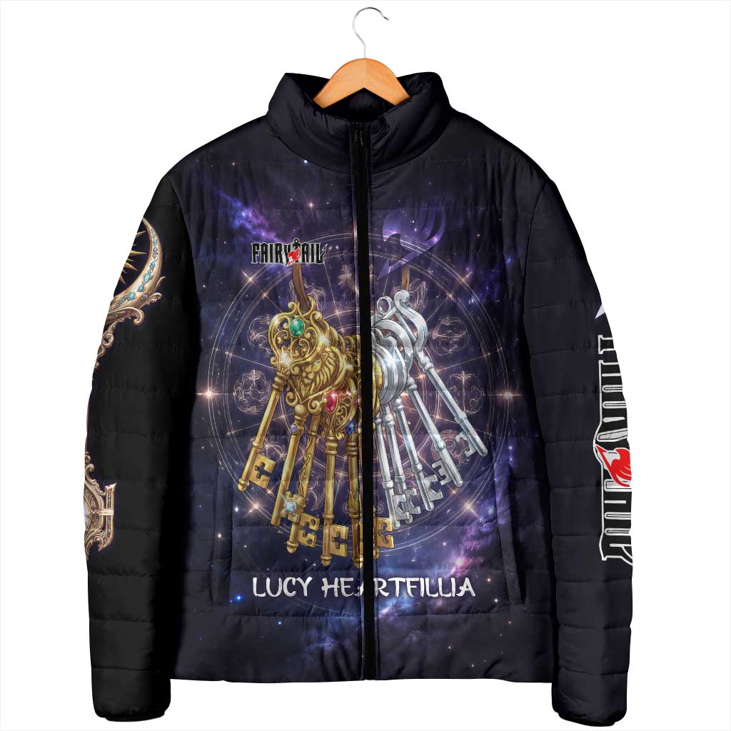 Lucy Heartfilia Fairy Tail Padded Jacket Celestial Spirit Anime Style with Zodiac Key Magic