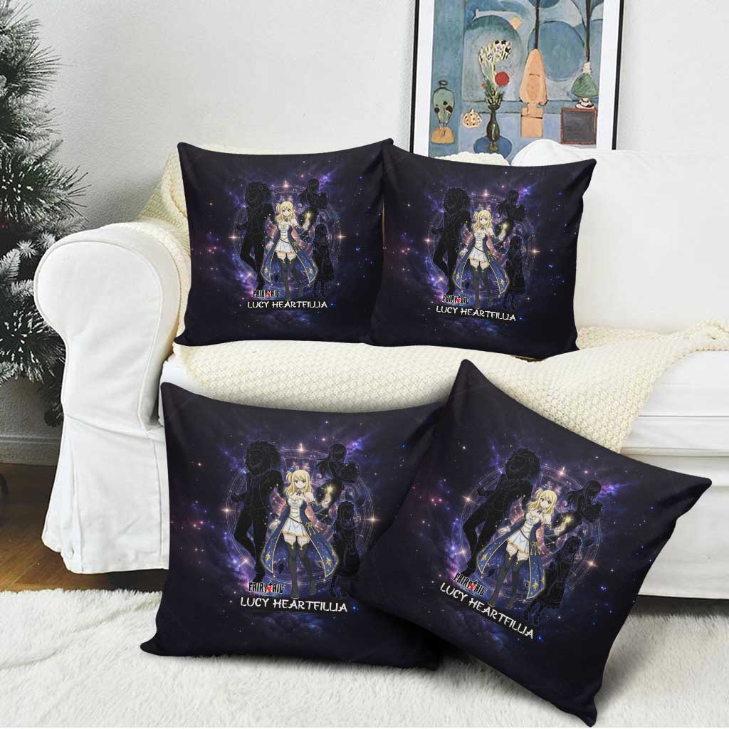 Lucy Heartfilia Fairy Tail Pillow Cover Celestial Spirit Anime Style with Zodiac Key Magic