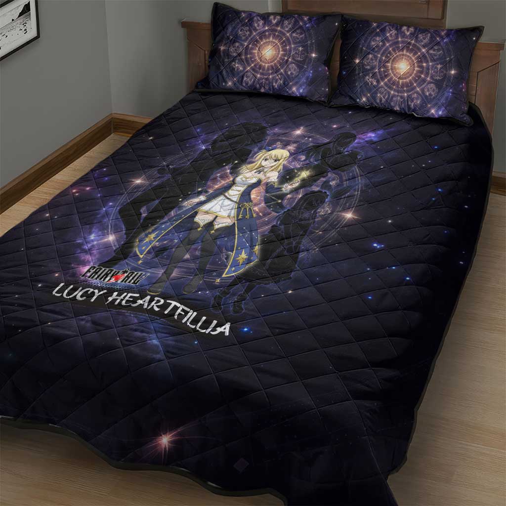 Lucy Heartfilia Fairy Tail Quilt Bed Set Celestial Spirit Anime Style with Zodiac Key Magic