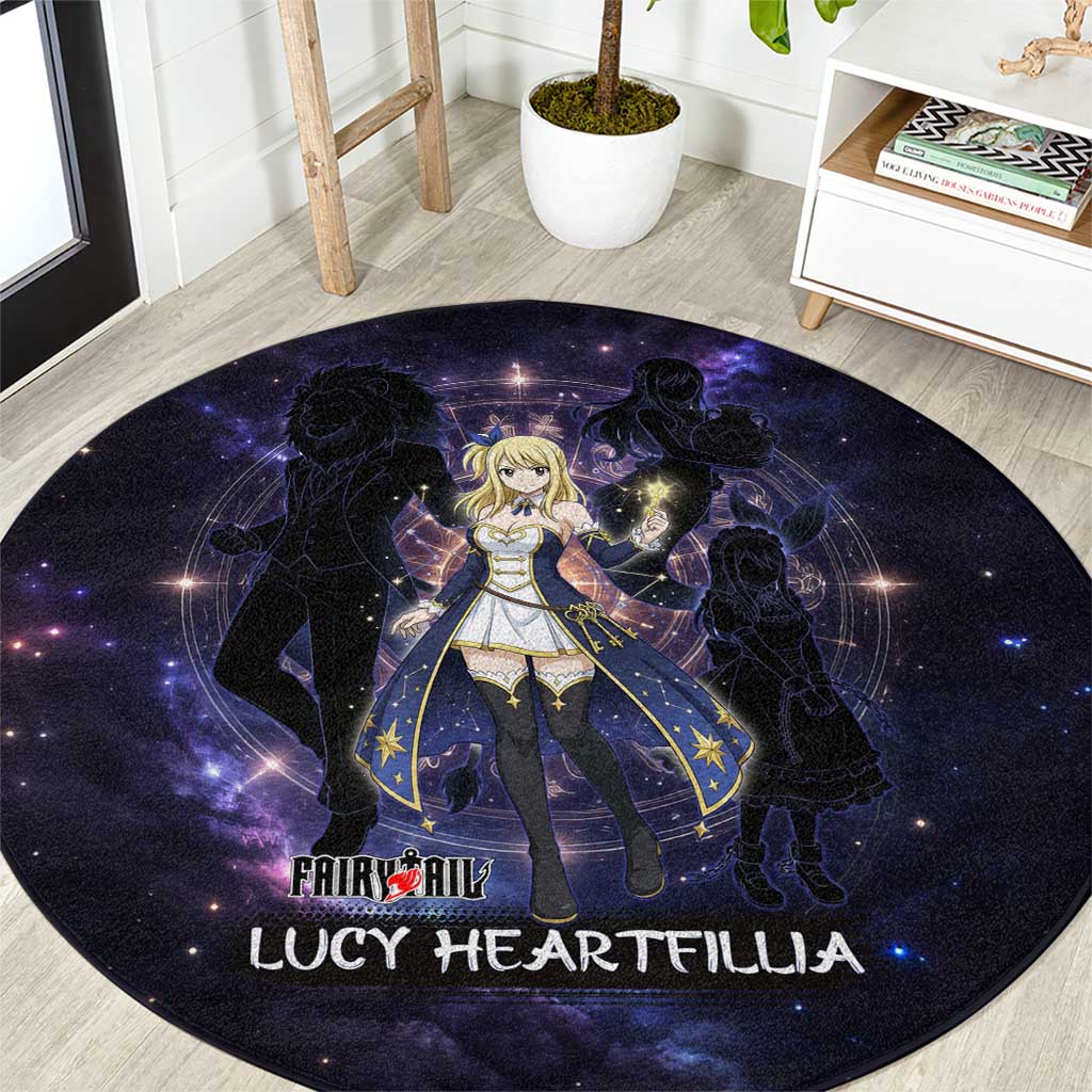 Lucy Heartfilia Fairy Tail Round Carpet Celestial Spirit Anime Style with Zodiac Key Magic