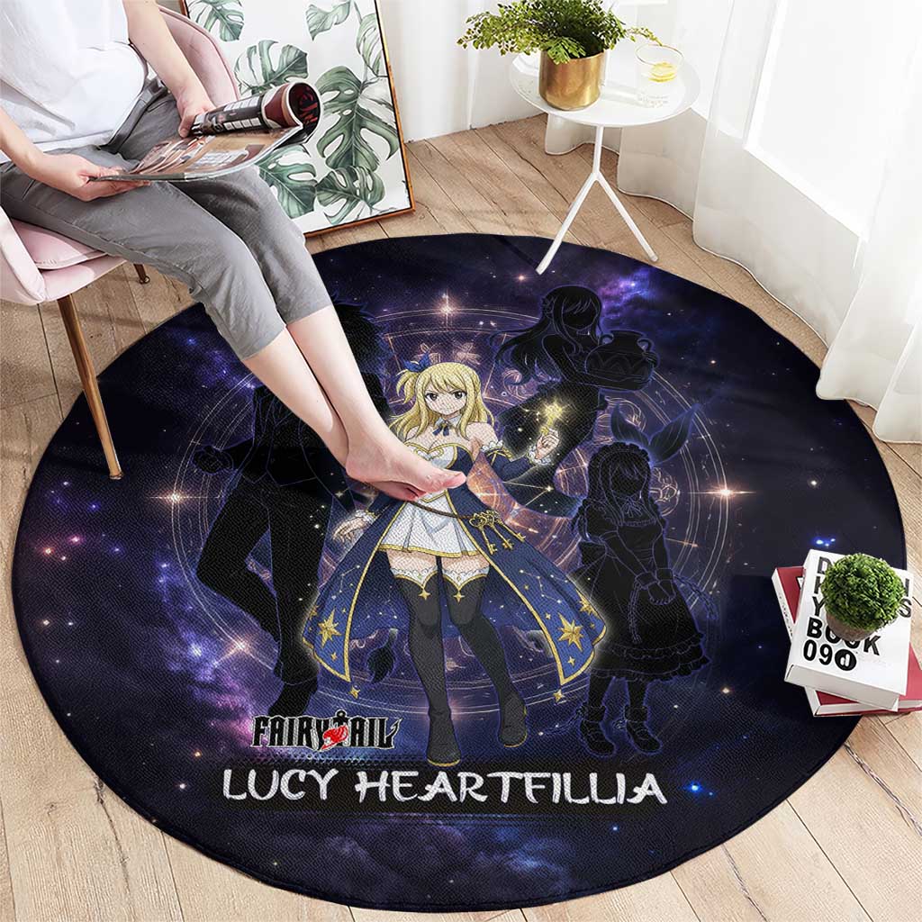 Lucy Heartfilia Fairy Tail Round Carpet Celestial Spirit Anime Style with Zodiac Key Magic