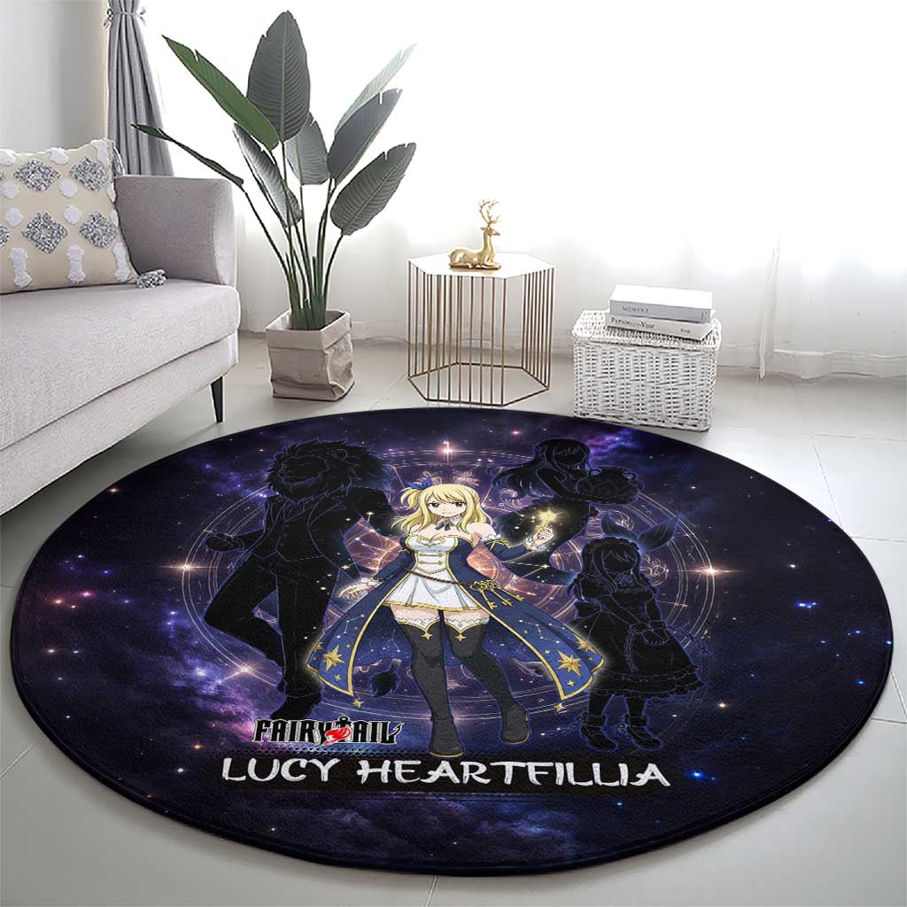 Lucy Heartfilia Fairy Tail Round Carpet Celestial Spirit Anime Style with Zodiac Key Magic