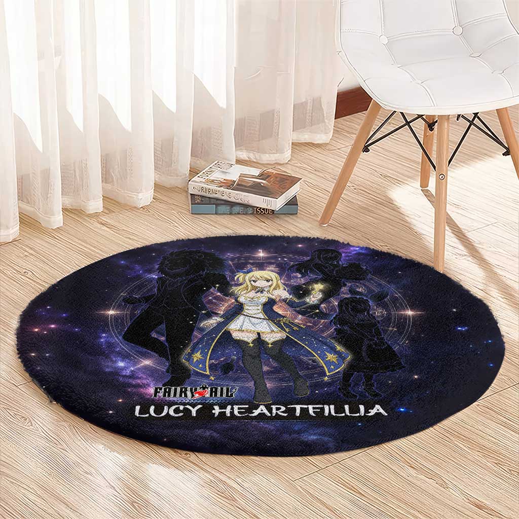 Lucy Heartfilia Fairy Tail Round Carpet Celestial Spirit Anime Style with Zodiac Key Magic