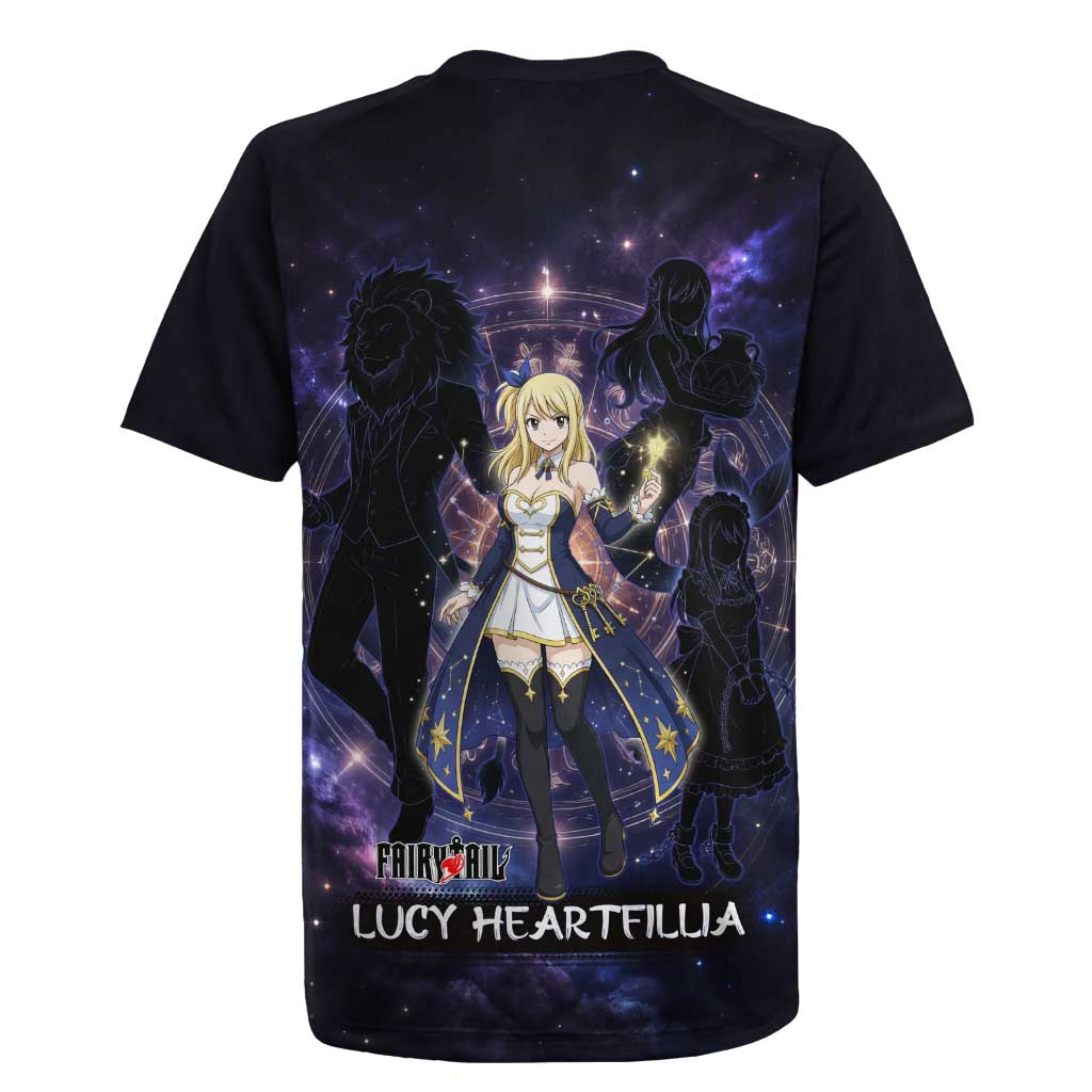 Lucy Heartfilia Fairy Tail Rugby Jersey Celestial Spirit Anime Style with Zodiac Key Magic