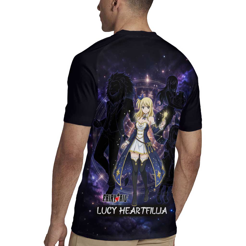 Lucy Heartfilia Fairy Tail Rugby Jersey Celestial Spirit Anime Style with Zodiac Key Magic