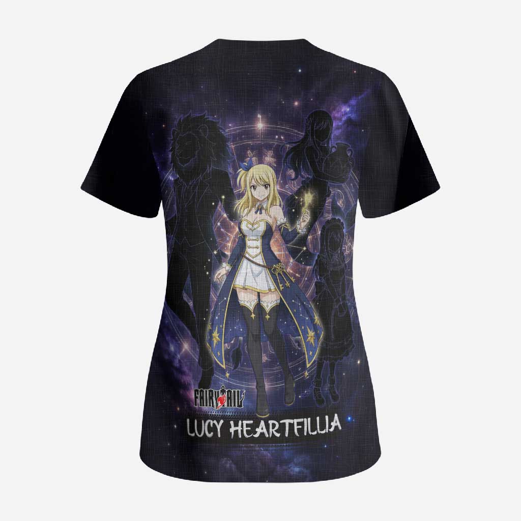 Lucy Heartfilia Fairy Tail Scrub Top Celestial Spirit Anime Style with Zodiac Key Magic
